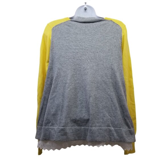 Cabi S BELLE Cardigan Yellow Cream Lace Gray Mixed Knit Sweater Love Carol 3010 - Picture 3 of 7